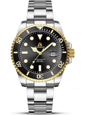 Men's Silver Gold Stainless Steel Analog Quartz Waterproof Luminous Round Watch